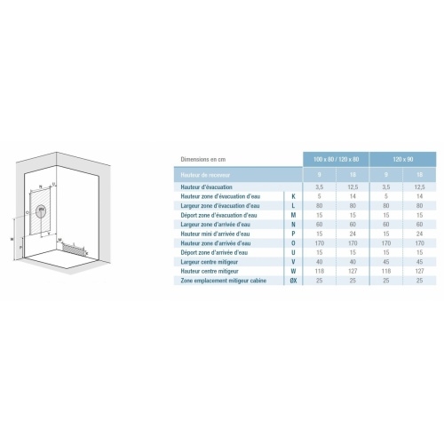 Cabine de douche EDEN Receveur 18 cm - Porte pivotante - 100x80cm EDEN Installation Cabine de douche EDEN Receveur 18 cm - Porte pivotante - 100x80cm EDEN Installation