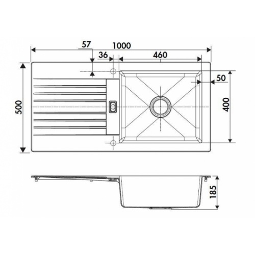 Evier Trévise 1 grande cuve - Noir Ev296 côtes Evier Trévise 1 grande cuve - Noir Ev296 côtes