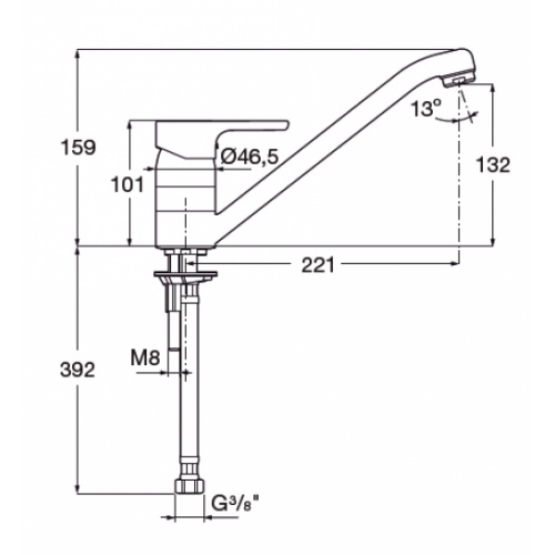 Mitigeur Evier Bec Fondu ATIS de Roca* Atis evier bec fondu schéma