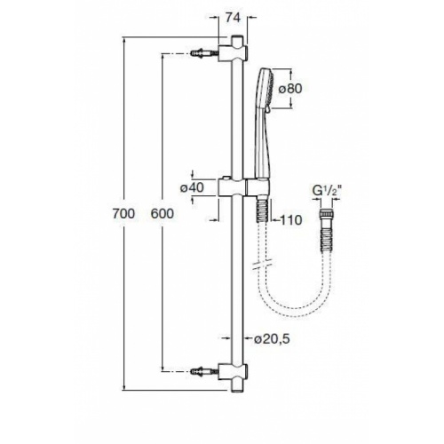 Set de douche Stella 8 cm de Roca 3 jets* Set douche stella 80 3 schéma Set de douche Stella 8 cm de Roca 3 jets* Set douche stella 80 3 schéma