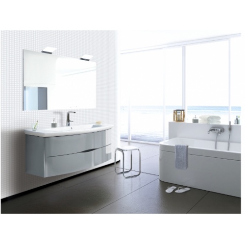 Meuble vasque 130 cm SOLANO avec miroir et éclairage Gris Typhon - Bloc Miroir Solano gris