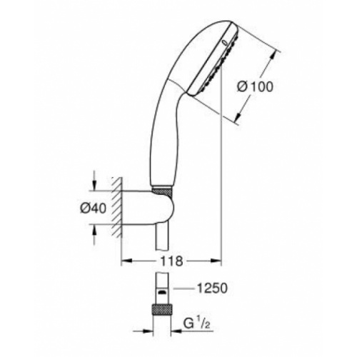 OLD - Support de douche 2 jets New Tempesta Grohe** New tempesta 100 côtes