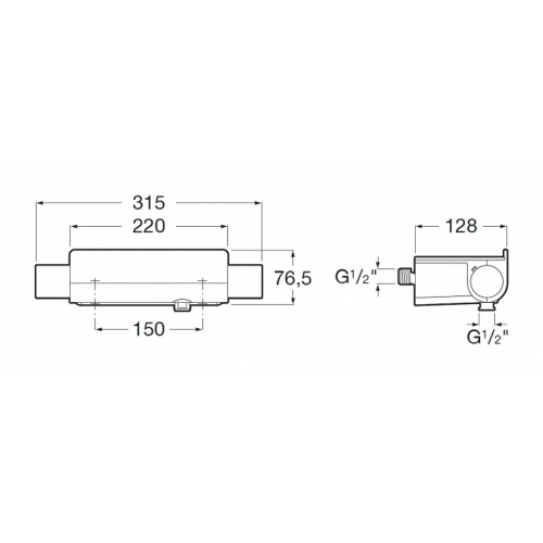Colonne Douche Thermostatique Deck-T Square - Roca T 2000 schéma Colonne Douche Thermostatique Deck-T Square - Roca T 2000 schéma