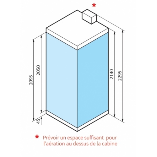 Cabine Eon A100x80 Standard Droite Mitigeur Thermostatique Receveur extra plat Eon schéma aération extra plat Cabine Eon A100x80 Standard Droite Mitigeur Thermostatique Receveur extra plat Eon schéma aération extra plat