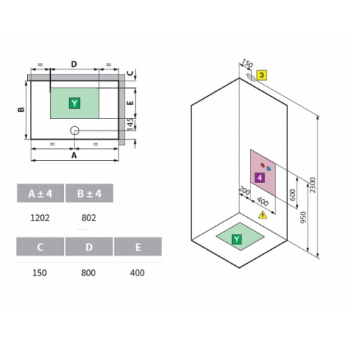 Cabine Eon 2P120x80 Standard Droite Receveur 11.5 cm Eon schéma pose 2p120x80 droite Cabine Eon 2P120x80 Standard Droite Receveur 11.5 cm Eon schéma pose 2p120x80 droite