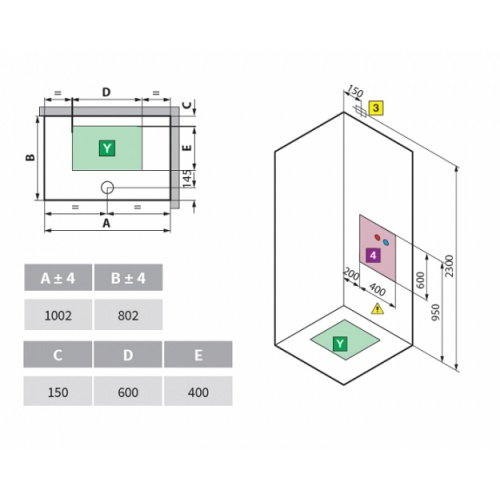 Cabine Eon A100x80 Standard Droite Mitigeur Thermostatique Receveur 11.5 cm Eon schéma pose a100x80 droite Cabine Eon A100x80 Standard Droite Mitigeur Thermostatique Receveur 11.5 cm Eon schéma pose a100x80 droite