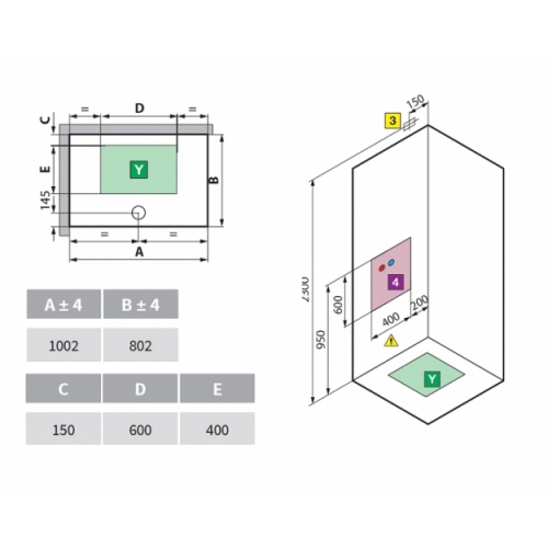 Cabine Eon A100x80 Standard Gauche Mitigeur Thermostatique Receveur 11.5 cm Eon schéma pose a100x80 gauche Cabine Eon A100x80 Standard Gauche Mitigeur Thermostatique Receveur 11.5 cm Eon schéma pose a100x80 gauche