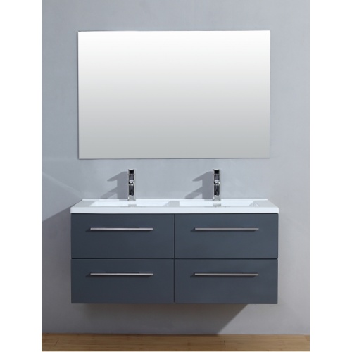 Meuble double vasque 117 Saturn 2.0 Gris Brillant miroir Slim Meuble double vasque 117 Saturn 2.0 Gris Brillant miroir Slim