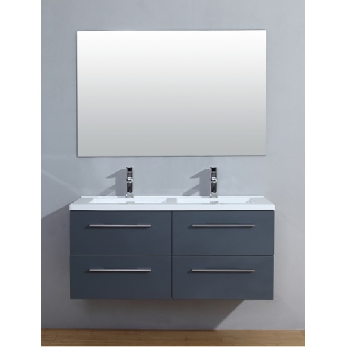 Meuble double vasque 117 Saturn 2.0 Gris Brillant miroir Slim