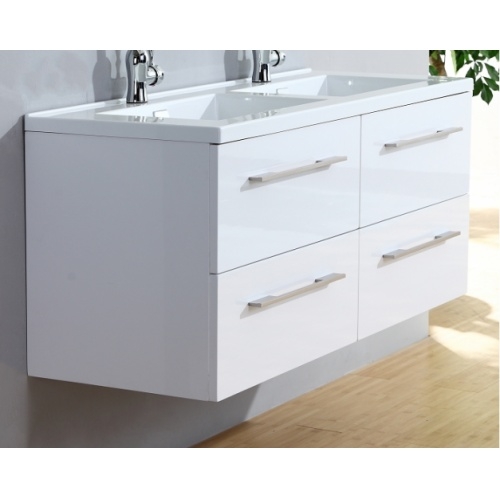 Meuble double vasque 117 Saturn 2.0 Blanc Brillant SANS miroir** 0 120 blanc brillant 4