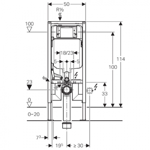 Bâti-support Duofix PLUS UP720 extra-plat en applique SIGMA08 111 796 001 cote largeur Bâti-support Duofix PLUS UP720 extra-plat en applique SIGMA08 111 796 001 cote largeur