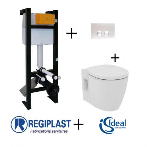 Regiplast Jeu De Cache-Écrous Blancs – Compatible Cuvette Suspendue Bâti Evo 30670U, Césame, Futura74 Mural & Autoportant