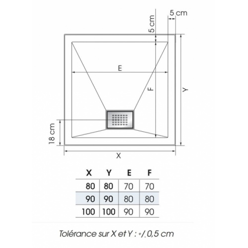 Receveur carré 80x80 Kinesurf Blanc antidérapant Kinesurf carré Receveur carré 80x80 Kinesurf Blanc antidérapant Kinesurf carré