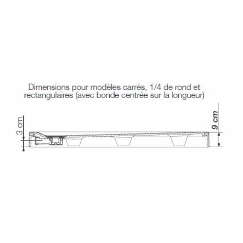 Receveur rectangle 70x90 en Biocryl Kinesurf Blanc Plan receveur carré 1 4 de rond et rectangulaire