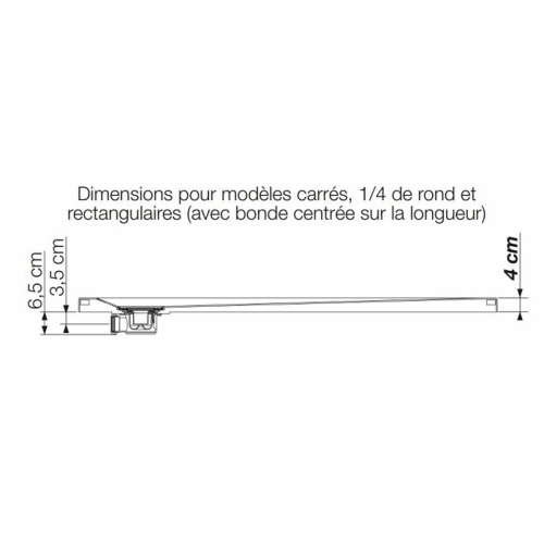 Receveur 1/4 rond Kinesurf Blanc extra-plat - 90x90 Kinesurf carré, 1 4 de rond ou rectangulaire bonde centrée suyr longueur