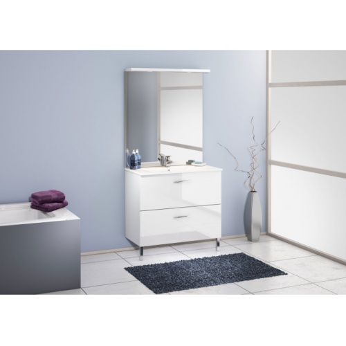 Meuble simple vasque 90 cm CHANGO Cristal Blanc