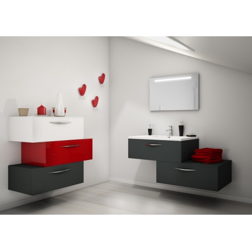 Meuble simple vasque VOGUE/LOFT 90 Opale Anthracite Vogue opale anthracite & cristal blanc & rouge Meuble simple vasque VOGUE/LOFT 90 Opale Anthracite Vogue opale anthracite & cristal blanc & rouge