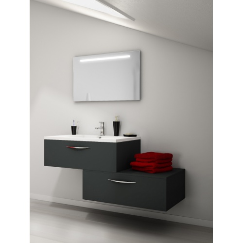 Meuble simple vasque VOGUE/LOFT 90 Opale Anthracite