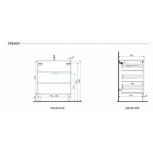 Meuble simple vasque TRENDY 90 cm Cristal Argile Technique trendy Meuble simple vasque TRENDY 90 cm Cristal Argile Technique trendy