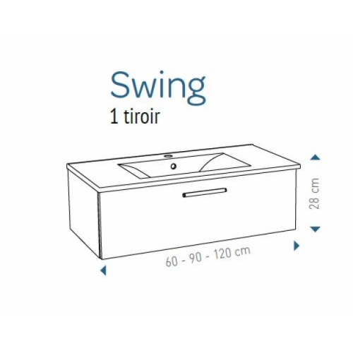 Meuble simple vasque SWING 90 cm Sciée brun et Sciée Blanc Swing plan Meuble simple vasque SWING 90 cm Sciée brun et Sciée Blanc Swing plan