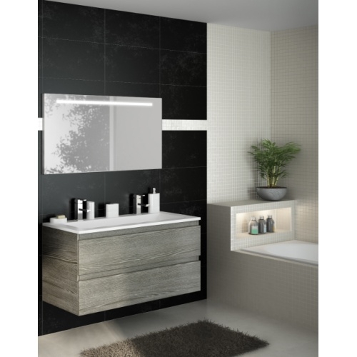 Meuble simple vasque 120 cm RIVAGE Sciée Gris