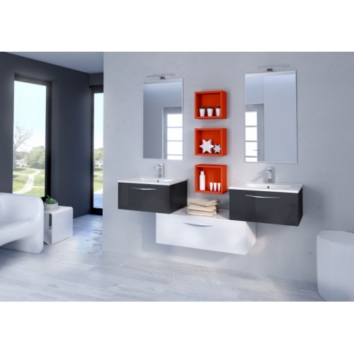 Meuble double vasque SWING Cristal anthracite et Blanc Meuble double vasque SWING Cristal anthracite et Blanc