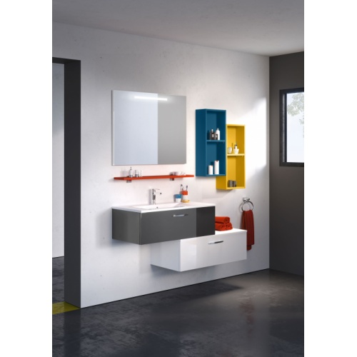 Meuble décalé SWING 90 cm Cristal Anthracite et Blanc Meuble décalé SWING 90 cm Cristal Anthracite et Blanc