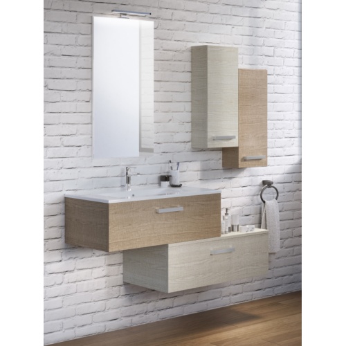 Meuble simple vasque SWING 90 cm Sciée brun et Sciée Blanc