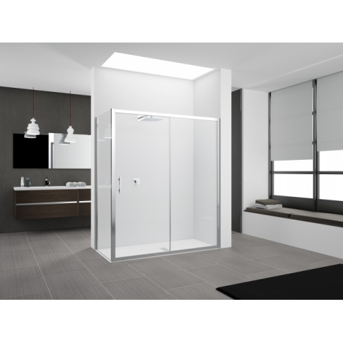 Paroi de douche coulissante ZEPHYROS 2.0 2P - Chromé - Transparent - 120cm Zephyros 2p+f