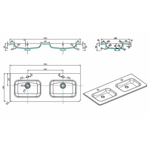 Meuble double vasque 120cm Toola Ivoire miroir Lite Plan tech toola 120 Meuble double vasque 120cm Toola Ivoire miroir Lite Plan tech toola 120