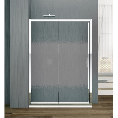 Porte coulissante Zephyros 2P 100 cm, verre Sérigraphié, profilés chromés Porte coulissante Zephyros 2P 100 cm, verre Sérigraphié, profilés chromés