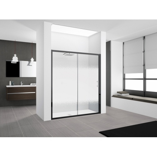 Porte coulissante ZEPHYROS 2P 120cm - Verre Sérigraphié - Profilé Noir Porte coulissante ZEPHYROS 2P 120cm - Verre Sérigraphié - Profilé Noir
