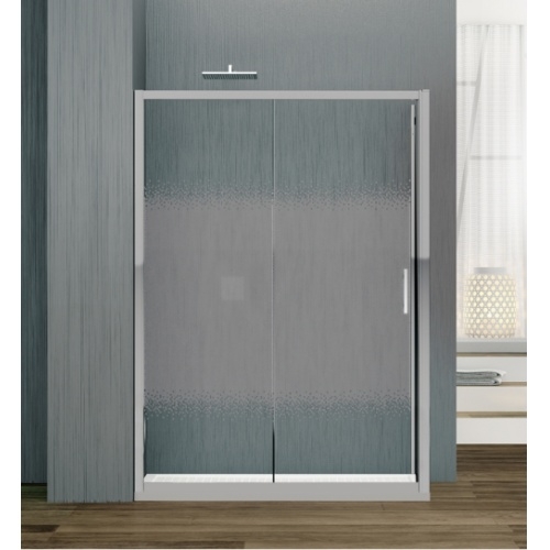 Porte coulissante Zephyros 2P 140 cm, verre Sérigraphié, profilés Silver Porte coulissante Zephyros 2P 140 cm, verre Sérigraphié, profilés Silver