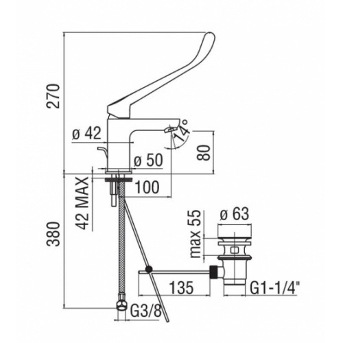 Mitigeur médical SANITARI PMR - AS87118/1CCR As87118 1ccr fiche technique Mitigeur médical SANITARI PMR - AS87118/1CCR As87118 1ccr fiche technique