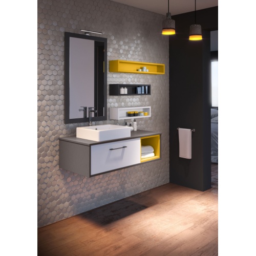 Niche Décorative - Niche 60 Mosaique roche grisée & opale blanc ht28