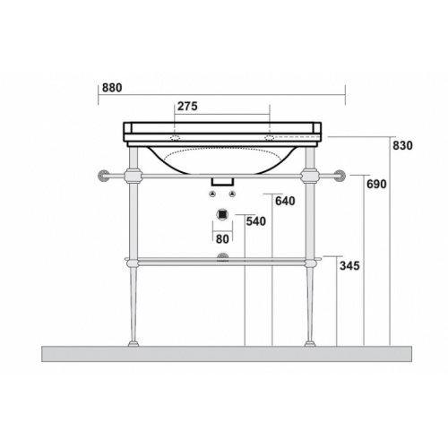Ens. lavabo rétro 80 cm 3 trous + piètement chromé WALDORF Côtes wd919751 Ens. lavabo rétro 80 cm 3 trous + piètement chromé WALDORF Côtes wd919751