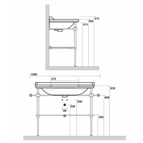 Ens. lavabo rétro 100 cm 3 trous + piètement chromé WALDORF Côtes wd1005+wd91951 Ens. lavabo rétro 100 cm 3 trous + piètement chromé WALDORF Côtes wd1005+wd91951
