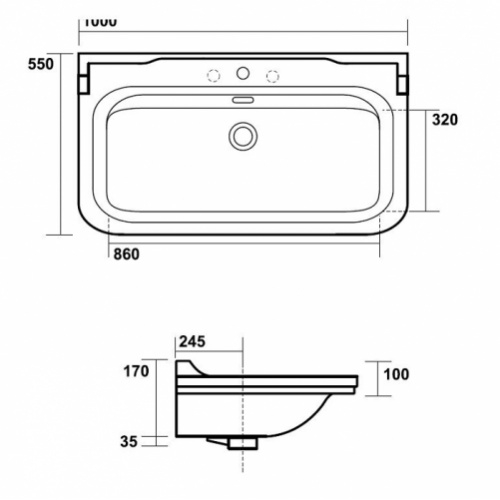 Ens. lavabo rétro 100 cm 3 trous + piètement chromé WALDORF Côtes wd10055 10155 Ens. lavabo rétro 100 cm 3 trous + piètement chromé WALDORF Côtes wd10055 10155