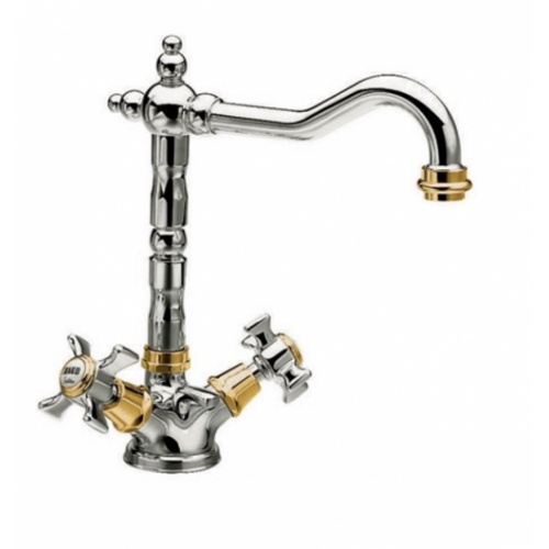 Mélangeur lavabo bec potence CHAMBORD Rétro Chromé/or - CH11139 Mélangeur lavabo bec potence CHAMBORD Rétro Chromé/or - CH11139