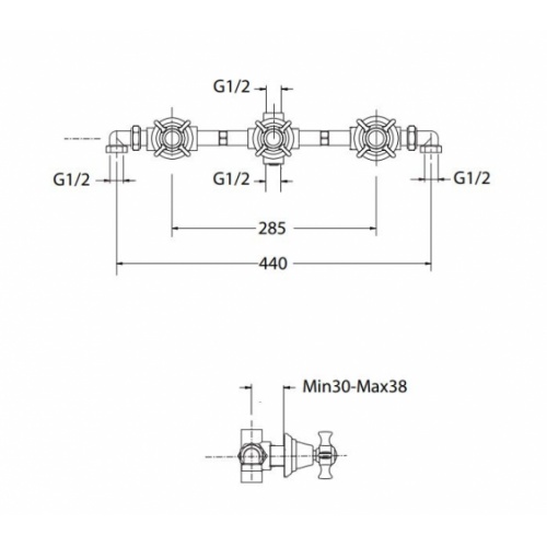 Douche ou Bain douche encastré CHAMBORD rétro Chromé - CH11551 Ch11551 plan Douche ou Bain douche encastré CHAMBORD rétro Chromé - CH11551 Ch11551 plan