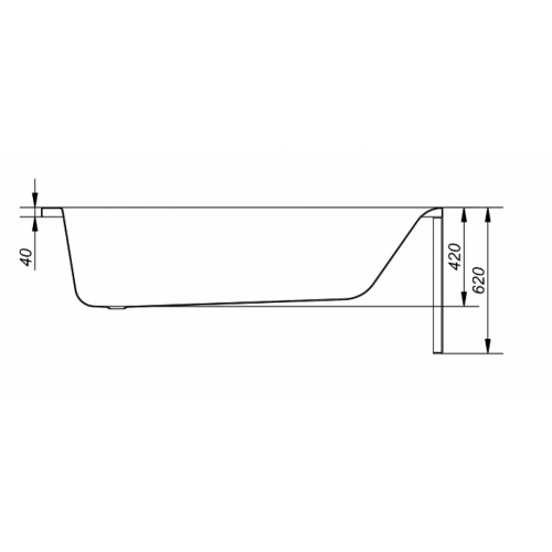 Baignoire rectangulaire 140x70 Flavia sans tablier Flavia 140 150 160 170 vue profil Baignoire rectangulaire 140x70 Flavia sans tablier Flavia 140 150 160 170 vue profil