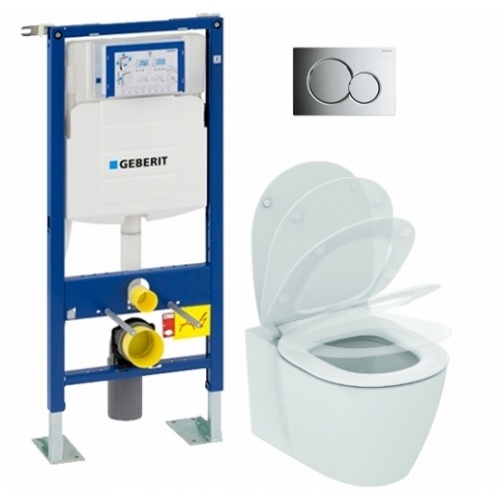 Pack WC Geberit UP320 + Cuvette AquaBlade CONNECT + plaque Sigma Chromé brillant