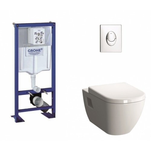 Old - Pack WC Grohe Rapid SL + Cuvette D-Light Vitraflush 2.0 + Plaque Chromée