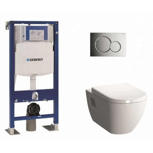 Old - Pack WC Geberit UP320 + Cuvette D-Light Vitraflush 2.0 + Plaque Sigma chromée brillante