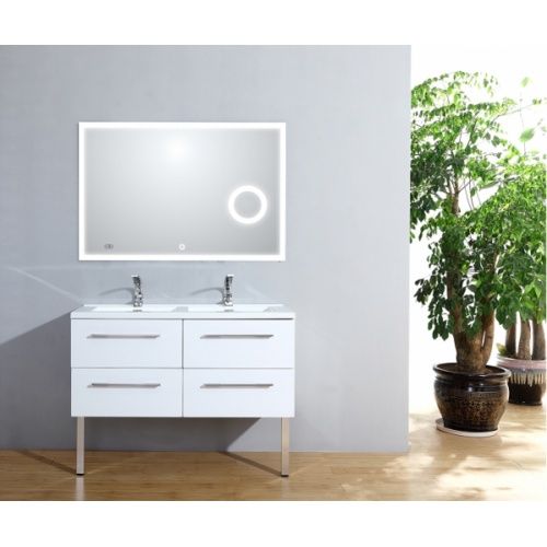 Meuble double vasque 117 Saturn 2.0 Blanc Brillant miroir Lite**