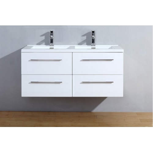 Meuble double vasque 117 Saturn 2.0 Blanc Brillant SANS miroir** Cascade 120 blanc brillant face copie