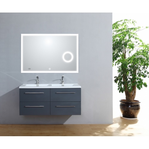 Meuble double vasque 117 Saturn 2.0 Gris Brillant miroir Lite