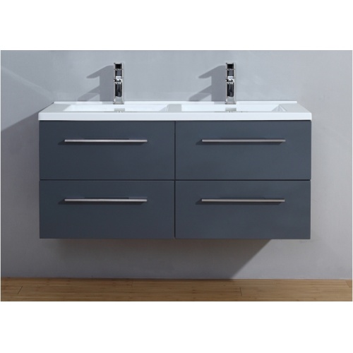 Meuble double vasque 117 Saturn 2.0 Gris Brillant sans miroir