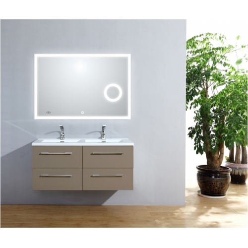 Meuble double vasque 117 Saturn 2.0 Taupe miroir Lite**