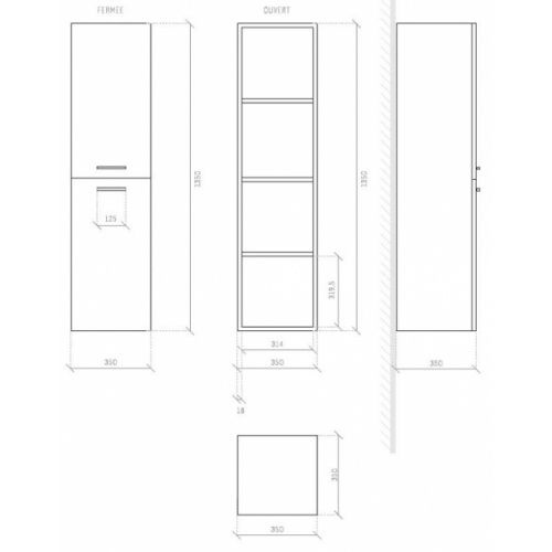 Colonne de salle de bain Saturn 2.0 135cm Gris Brillant Côtes colonne Colonne de salle de bain Saturn 2.0 135cm Gris Brillant Côtes colonne